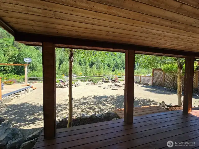 View of your backyard from your living room /dining room space.