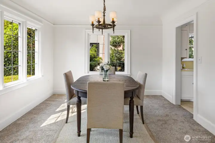 Dining room large enough for dinner parties.