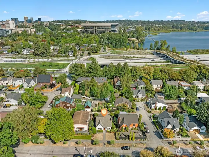 Here you can see the new Montlake Lid Park, Husky Stadium, Light Rail Station and University of Washington all within walking distance