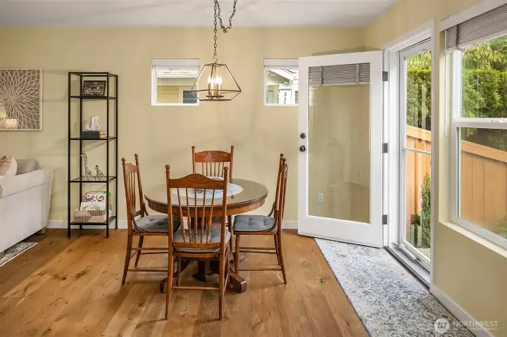 New hardwood floors, trim, blinds and lighting