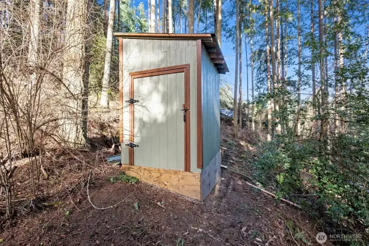 This is the pumphouse shed for the shared well.  It is on the adjacent property but the well is shared by both.