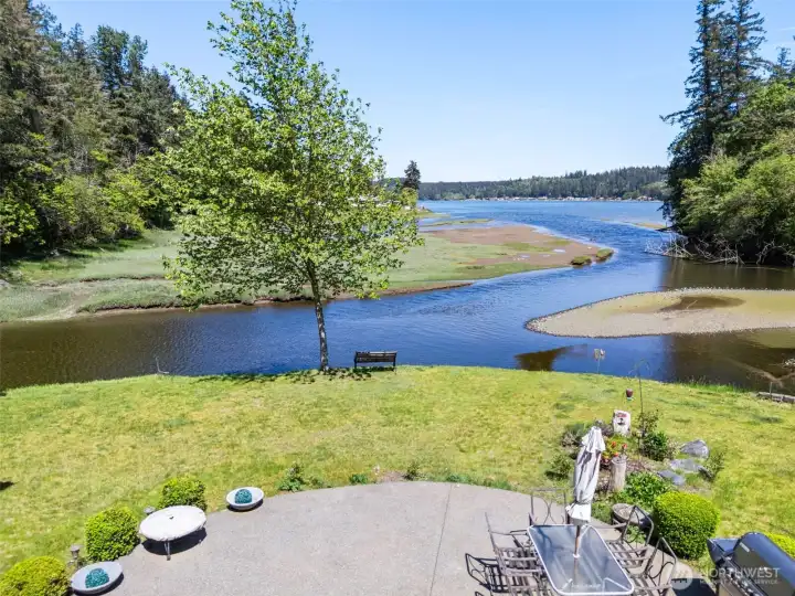 Large patio with amazing water views.