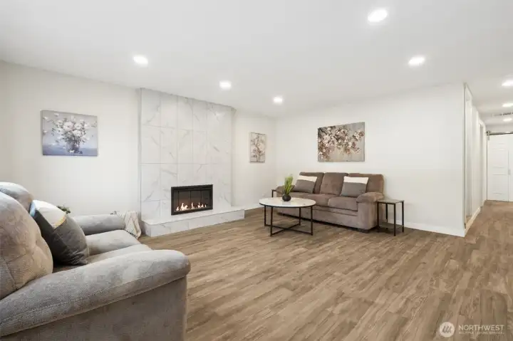 Entrance to Living Room with Electric Fireplace (Fireplace tile edited in and now finished)