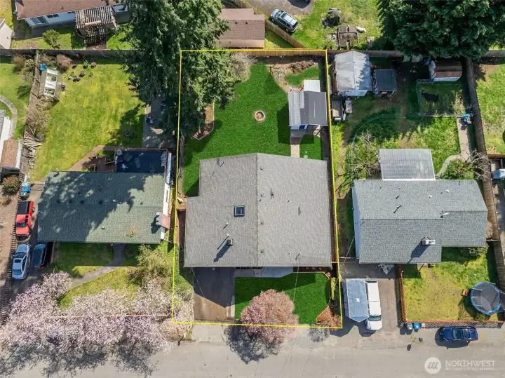 Overhead view with Fenced Yard (Grass seed is sprouting now - this is edited grass)