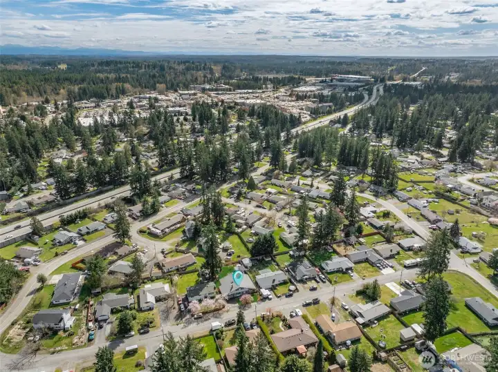 Aerial Photo looking at HWY 18 and Covington Town Center (close to Costco) (grass is edited in yard)