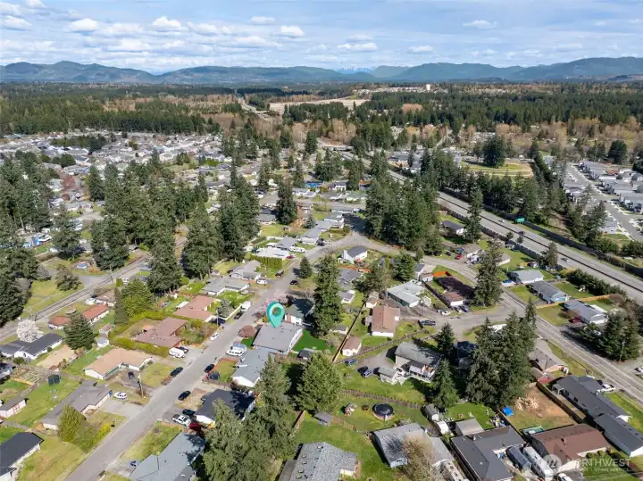 Aerial Photo Looking North-East toward HWY 18 and Maple Valley.  256th Exit to HWY 18 in photo. (grass is edited in yard)