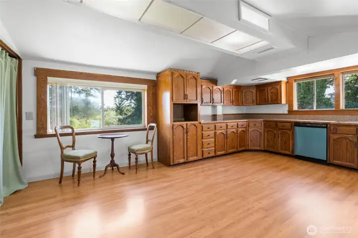 Spacious rec/family room with kitchenette.
