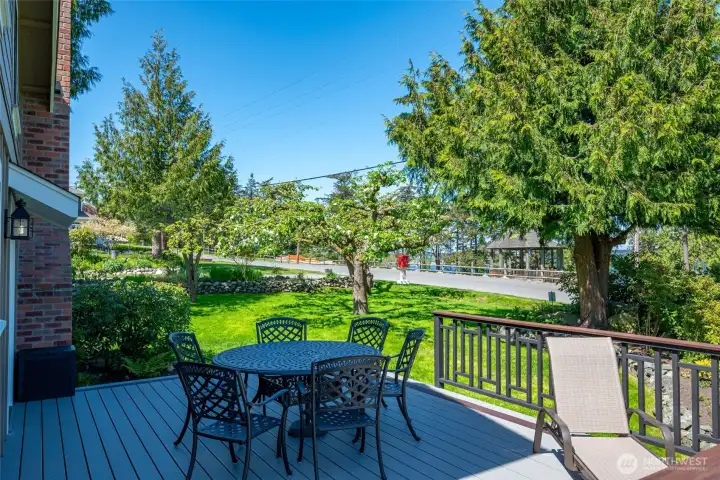 Deck off kitchen door. Views of the Coupeville's charming park.