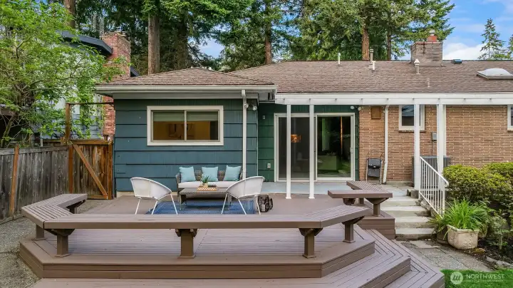 Back yard deck. Back yard deck.