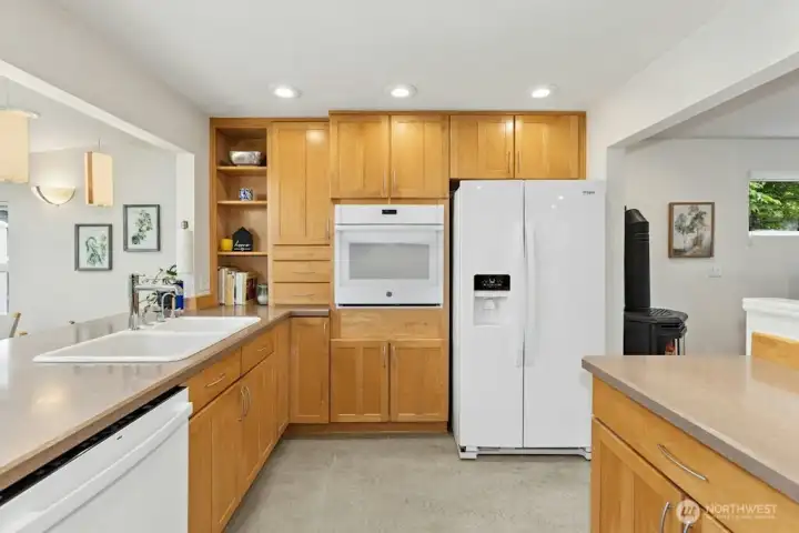 Newer appliances and Marmoleum flooring which is a premium, eco-friendly brand of natural linoleum