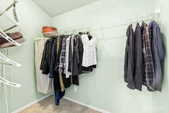 Walk-in closet in the primary bedroom