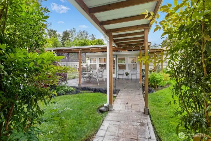 Covered Stamped concrete walkways