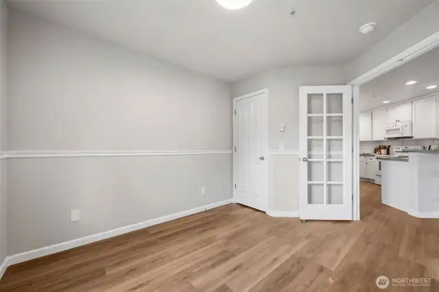 Flex space with French doors and closet