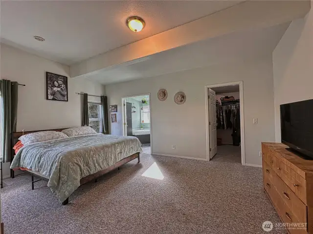 Generously sized primary bedroom with huge walk-in closet and en suite bath