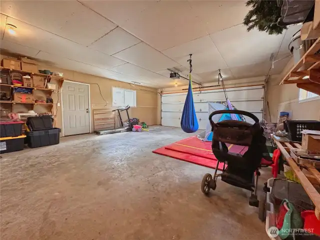 Attached double car garage is 528sf