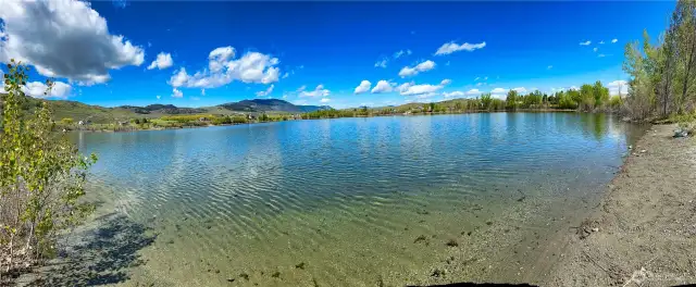 Swim, float, fish for trout at Aeneas Lake just across the street