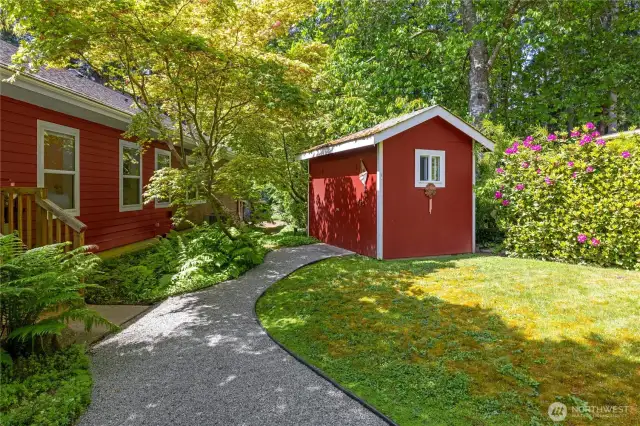 Yes, on the opposite side of the property is  plenty of SUN to garden. Plus this handy gardening shed for good dry storage.