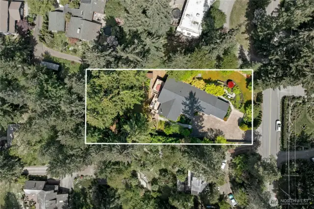 An aerial view of the lot.