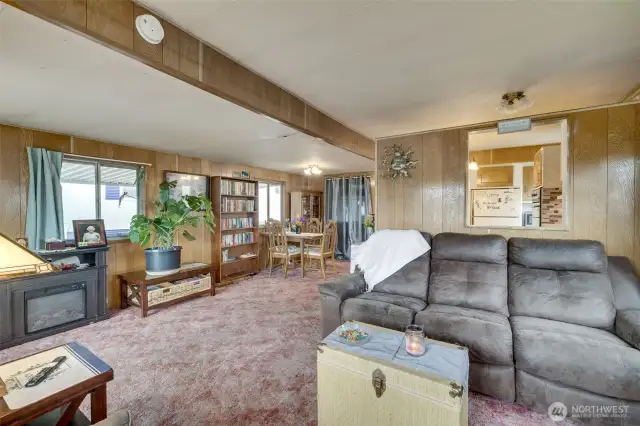 Large living and dining room area