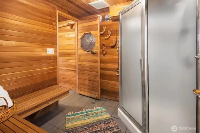 Sauna with shower