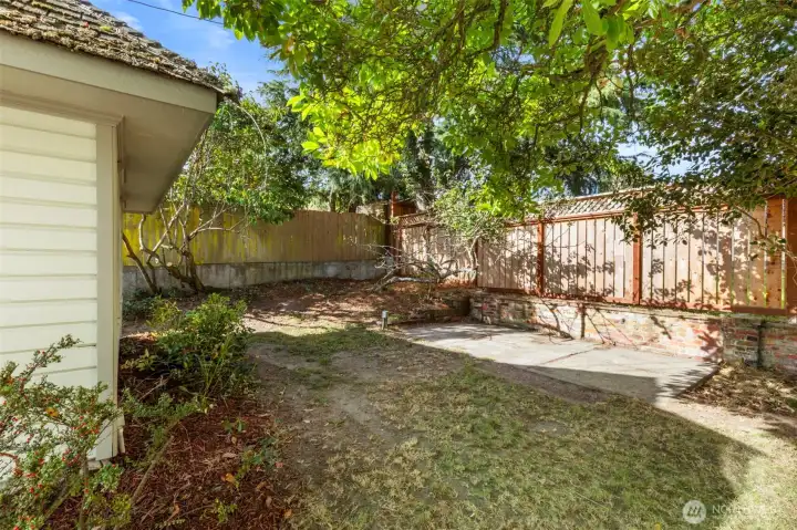 Partially Fenced and established shade trees.
