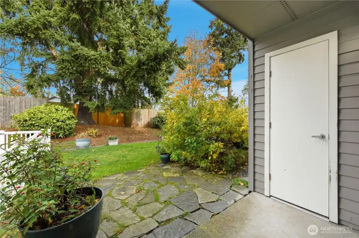 Storage unit and backyard off the dining area slider