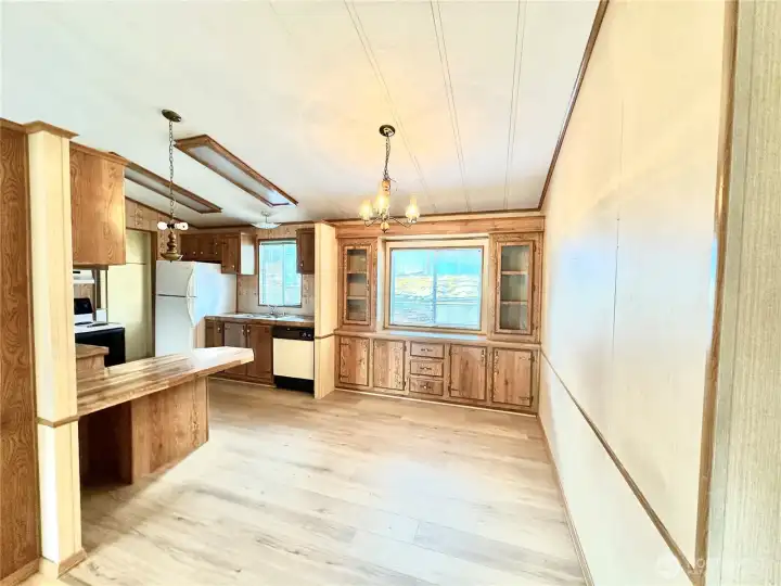 Dining room with built in shelving
