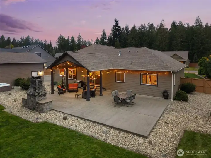 Large Patio! Large grass area in backyard backs a greenbelt.