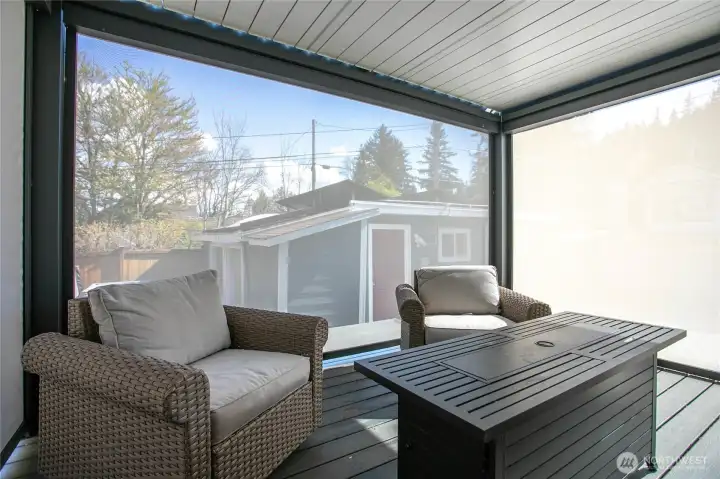 Privacy pergola off the primary bedroom allows you to see out without people seeing in, a great place to sip coffee in the morning or relax with company in the evening while feeling the breeze of Bellingham Bay.