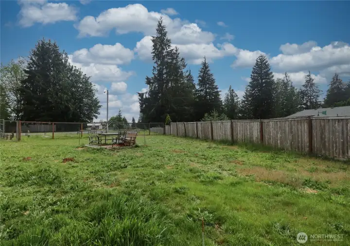 Fully fenced side and back yard