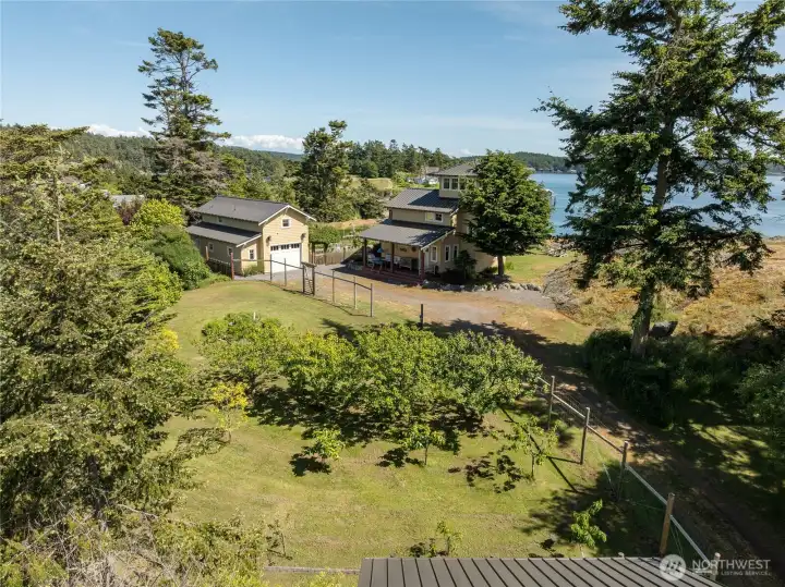 Good view of the orchard, studio and main house. Good view of the orchard, studio and main house.