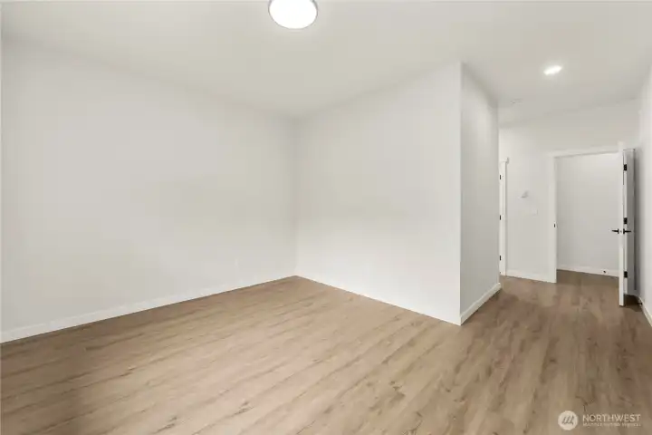 Large primary suite with private bath and walk in closet. Set aside from the other two bedrooms for privacy. Large primary suite with private bath and walk in closet. Set aside from the other two bedrooms for privacy.