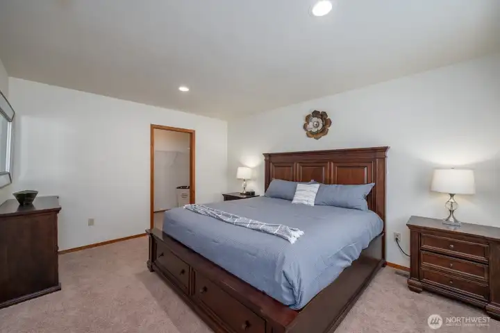 Main level bedroom with view into the huge walk-in closet!