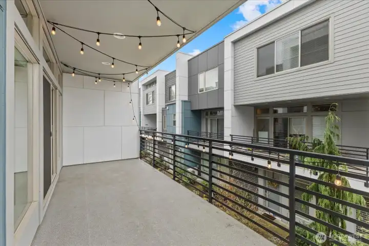 Outdoor Deck with Stringed Lights Outdoor Deck with Stringed Lights