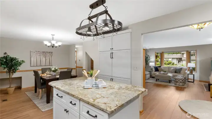 The casual dining area adjoins the kitchen.