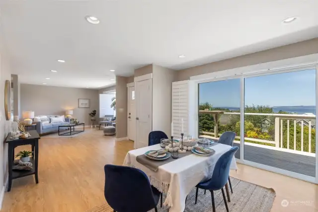 Dining room leading to deck.