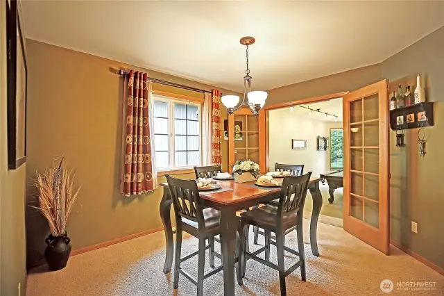 Formal Dining Room located off the Front Entry Room. Opens into the kitchen.