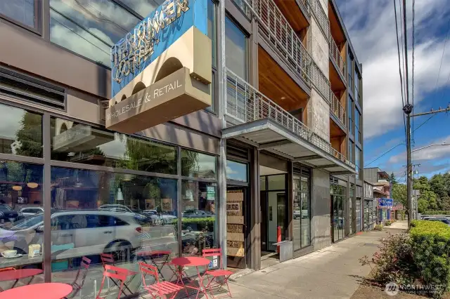 Nestled above Herkimer Coffee.
