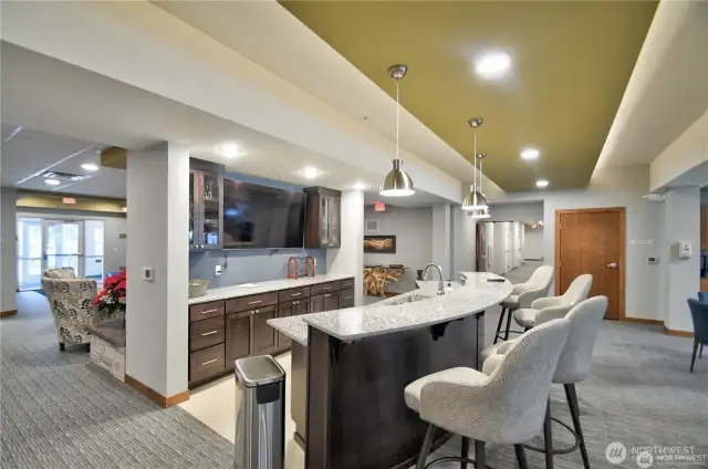 Community room also has wine bar.