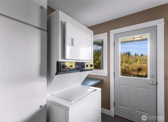 Laundry located downstairs in a shared space if being used as two units.