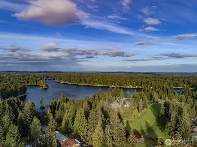 Look at the view lake and the area.