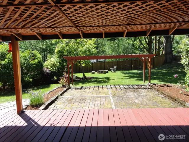 View from family room out slider to back yard