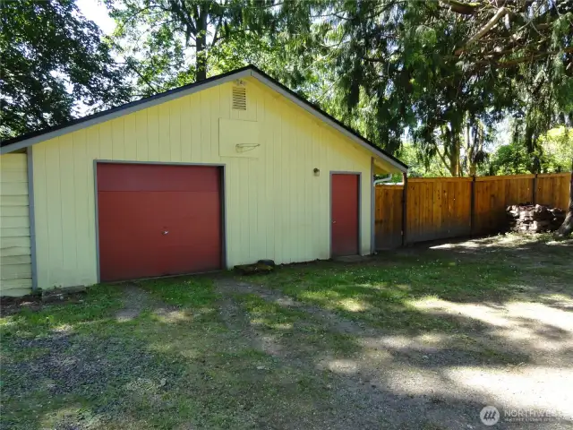 Detached garage with workshop. Garage has new roof.
