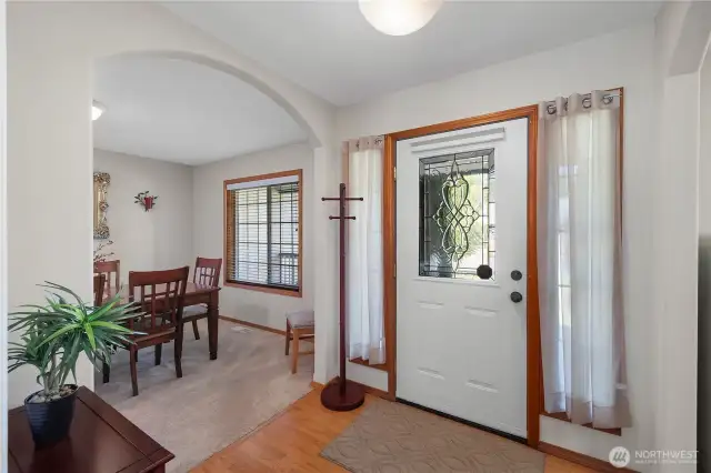 Large entry with leaded glass door