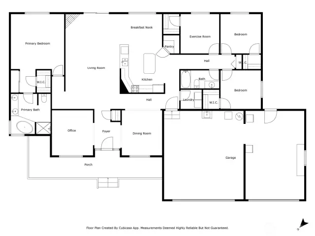 Primary bedroom is separated by other three bedrooms for a little elbow room.