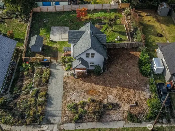 Aerial view of lot from the front.
