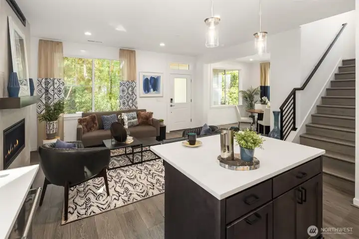 Interior of a furnished Poppy. Finishes and surfaces my differ from subject property.