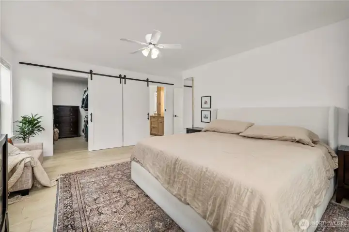 Walk in closet and 5 piece bathroom