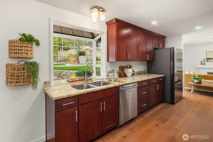 New stainless steel appliances in the kitchen