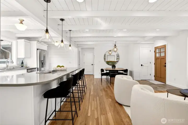 Kitchen flows into living area